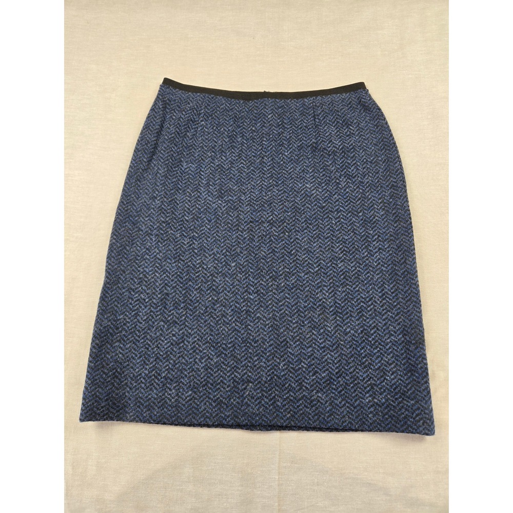 Uniqlo Blue Herringbone Wool Blend Pencil Skirt Size S 228-074296(23-04)